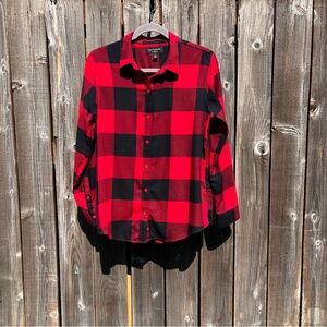 Banana Republic Buffalo plaid boyfriend fit button down shirt size medium